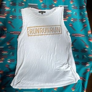 White and gold running tank top